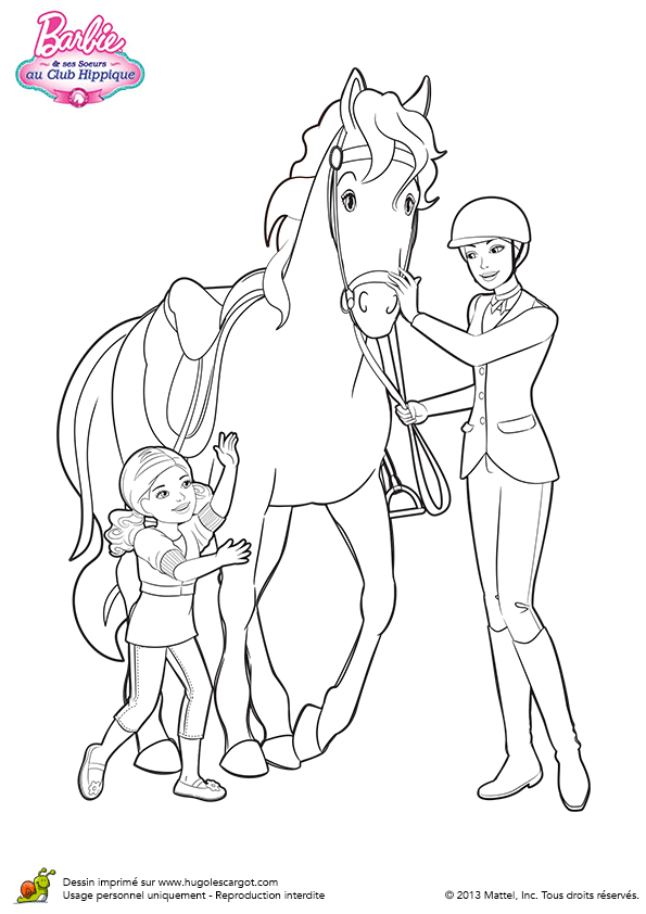 Coloriage Barbie Au Club Hippique A Imprimer