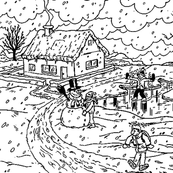 Coloriage De Montagne En Hiver