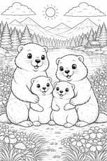 Une famille de marmotte en montagne