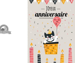 Carte "Joyeux anniversaire" avec un chat