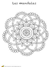 Coloriage mandala fleur en relief