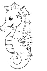 Coloriage hippocampe points &agrave; relier