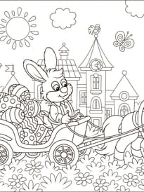 Le lapin de P&acirc;ques livre ses &oelig;ufs color&eacute;s