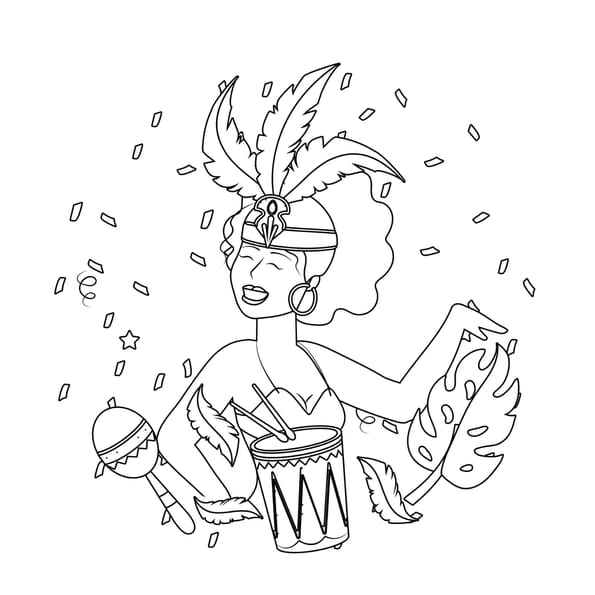 Coloriage festif d'une danseuse au Carnaval de Rio