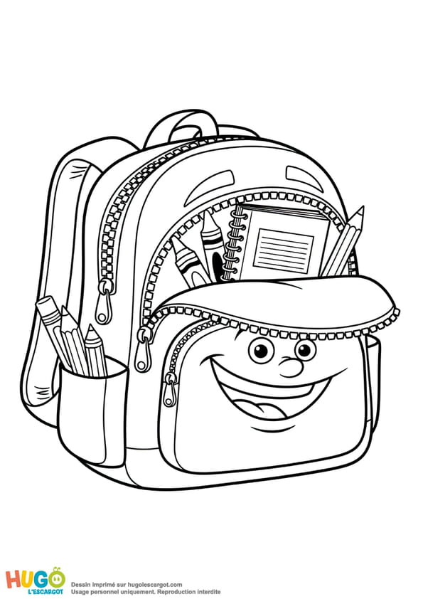 Coloriage cartable pour la rentrée des classes