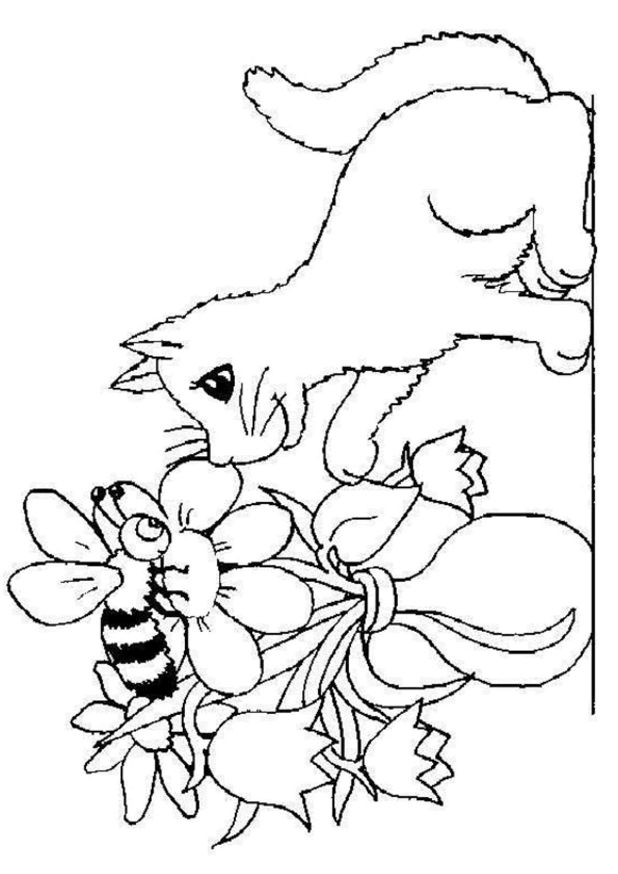 Coloriage Chat Abeille