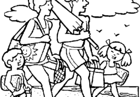 Coloriage vacances famille