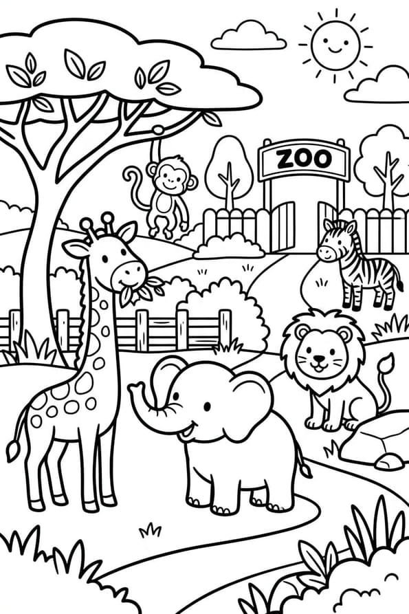 Coloriage des animaux du zoo