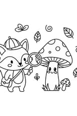 Coloriage renard et champignon