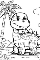 Coloriage d'un adorable petit dinosaure