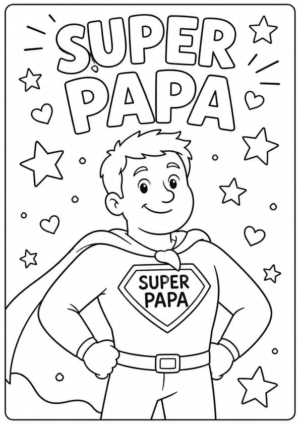 Coloriage "super papa" pour la f&ecirc;te des p&egrave;res