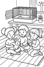 Les enfants c&acirc;linent leurs animaux de compagnie