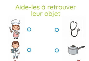 Chaque m&eacute;tier a ses outils&nbsp;: relie les personnages &agrave; l'objet qui lui correspond