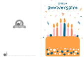Carte "joyeux anniversaire" g&acirc;teau et bougies