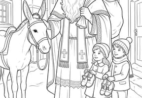 Coloriage de Saint-Nicolas et son âne