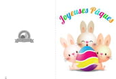 Carte de P&acirc;ques avec trois lapins &agrave; imprimer