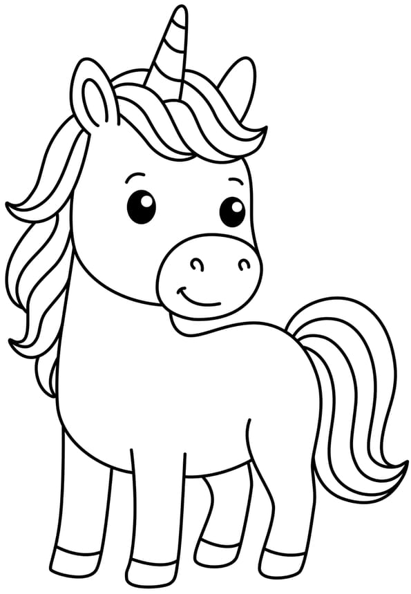 Licorne facile &agrave; colorier d&egrave;s la maternelle