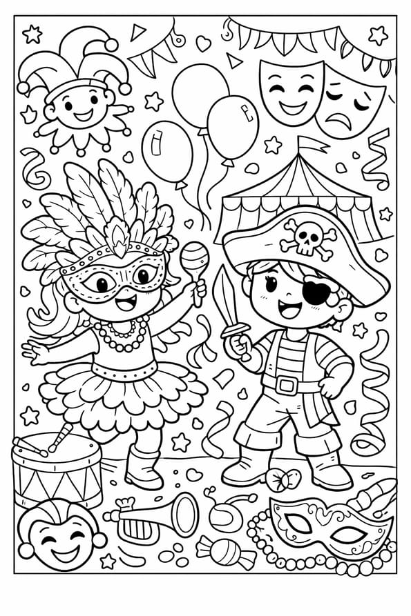 Deux enfants c&eacute;l&egrave;brent Carnaval avec leurs beaux d&eacute;guisements