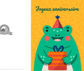 Carte "Joyeux anniversaire" grenouille