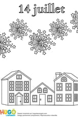 Coloriage maisons en f&ecirc;te pour le 14&nbsp;juillet