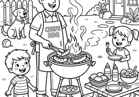 Barbecue dans le jardin avec papa