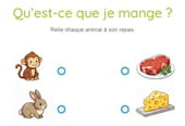 Qui mange quoi&nbsp;? Relie les animaux &agrave; leur repas