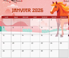 Calendrier&nbsp;2026&nbsp;du Nouvel an chinois &agrave; imprimer