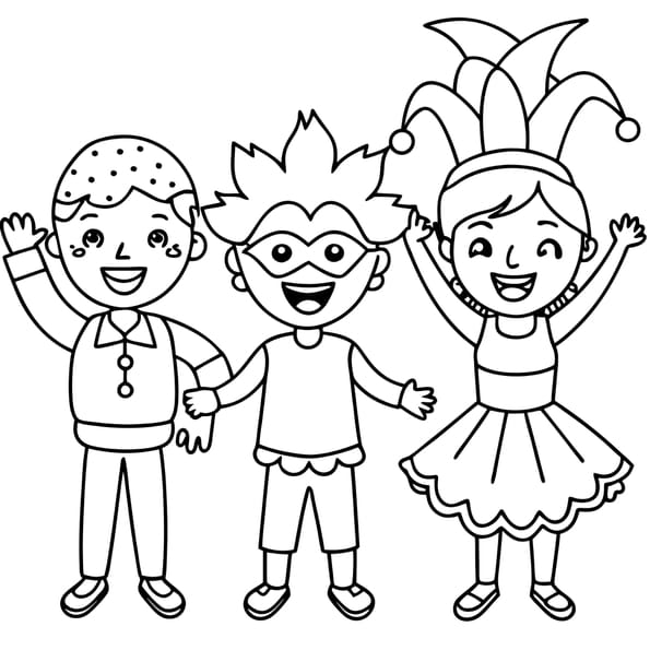 Trois enfants d&eacute;guis&eacute;s pour Mardi gras