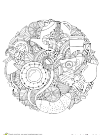 Coloriage superbes mandalas nourriture