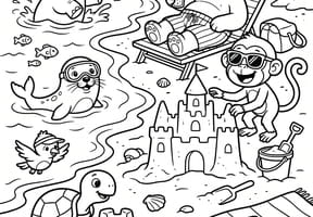 Transat et ch&acirc;teau de sable, les animaux &agrave; la plage