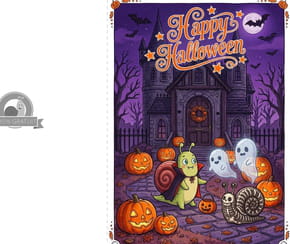 Carte "Happy Halloween" manoir hant&eacute;