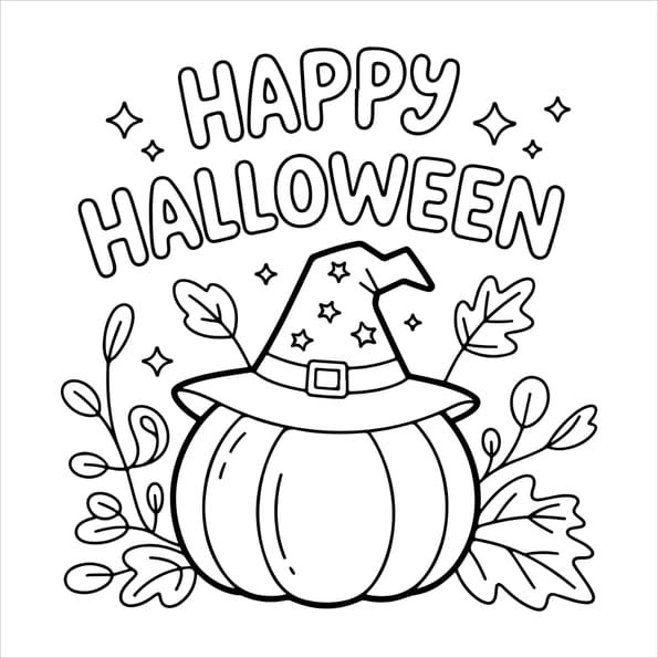 Coloriage "Happy Halloween" citrouille