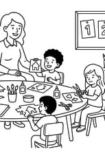 Coloriage d'une rentr&eacute;e en grande section de maternelle