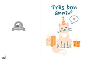 Carte "tr&egrave;s bon anniv" avec un adorable chaton