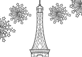 Coloriage Tour Eiffel le jour de la f&ecirc;te nationale