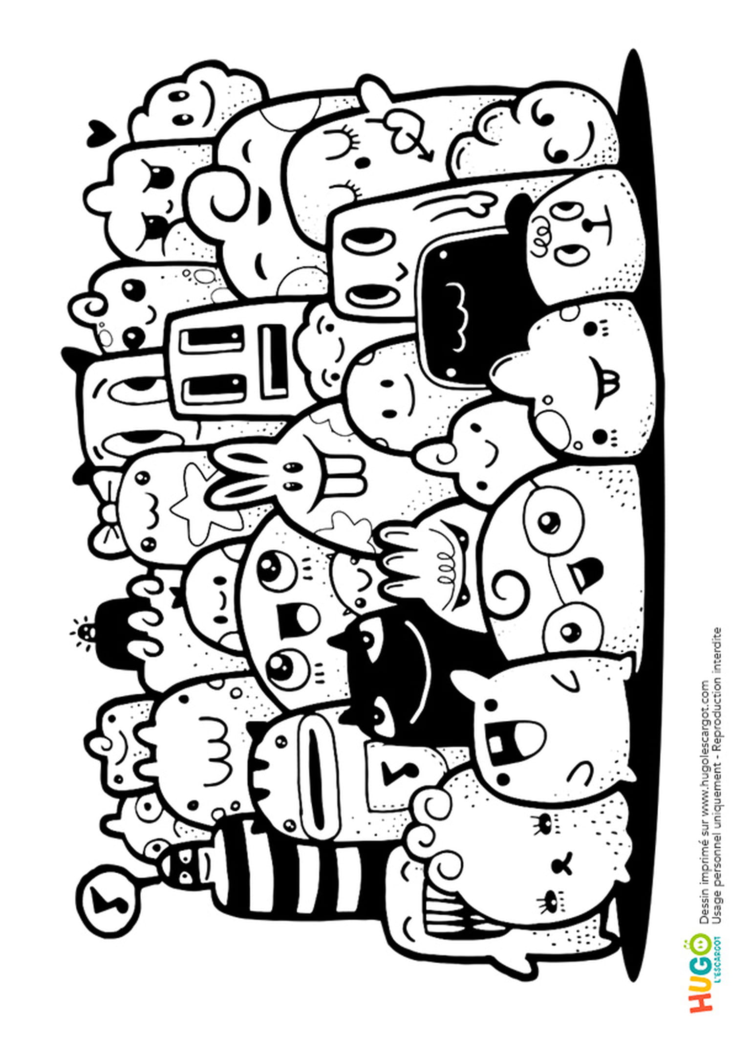 Coloriage Petits Monstres Et Animaux Kawaii En Ligne Gratuit A Imprimer
