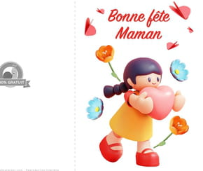 Carte "bonne f&ecirc;te maman" petite fille