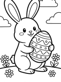 Coloriage d'un lapin de P&acirc;ques niveau maternelle