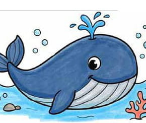Apprendre &agrave; dessiner une baleine facilement