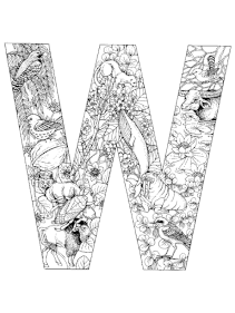 Coloriage alphabet animal w