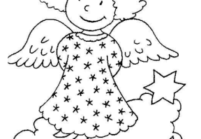 Coloriage petit ange dans les étoiles