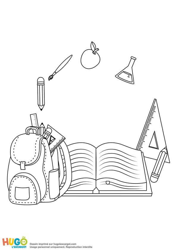 Coloriage fournitures scolaires pour la rentrée