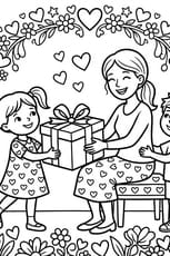 Coloriage cadeau &agrave; maman pour la f&ecirc;te des m&egrave;res