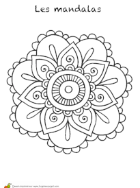Coloriage mandala fleur ronde en relief