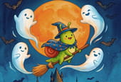 Carte "Happy Halloween", loup-garou