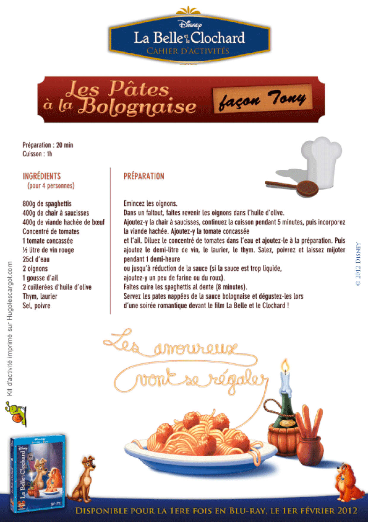 Activite De Recette Dans La Belle Et Le Clochard