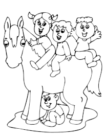 Coloriage cavalier cheval enfants