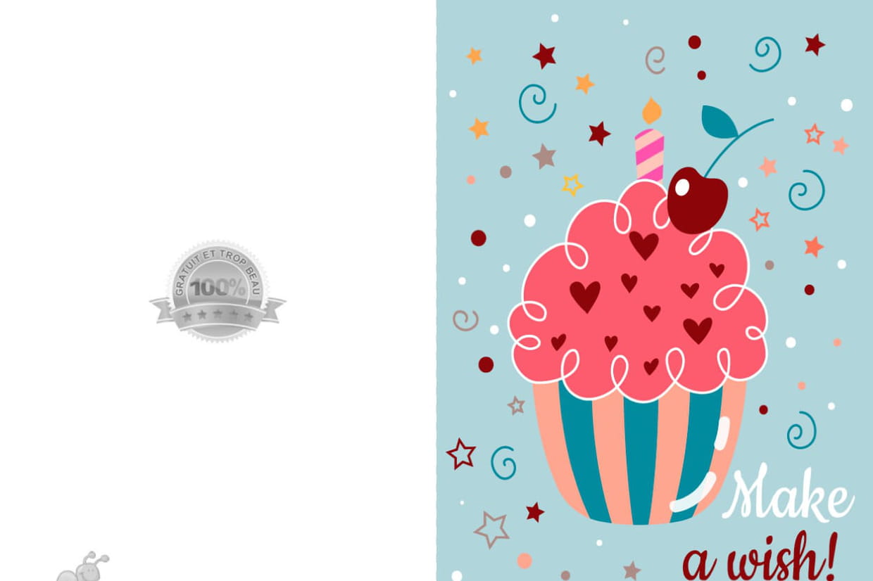 Carte Joyeux Anniversaire Cupcake Cerises