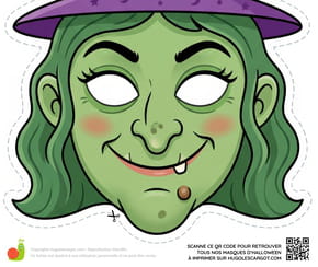 Masque de sorci&egrave;re d'Halloween &agrave; imprimer