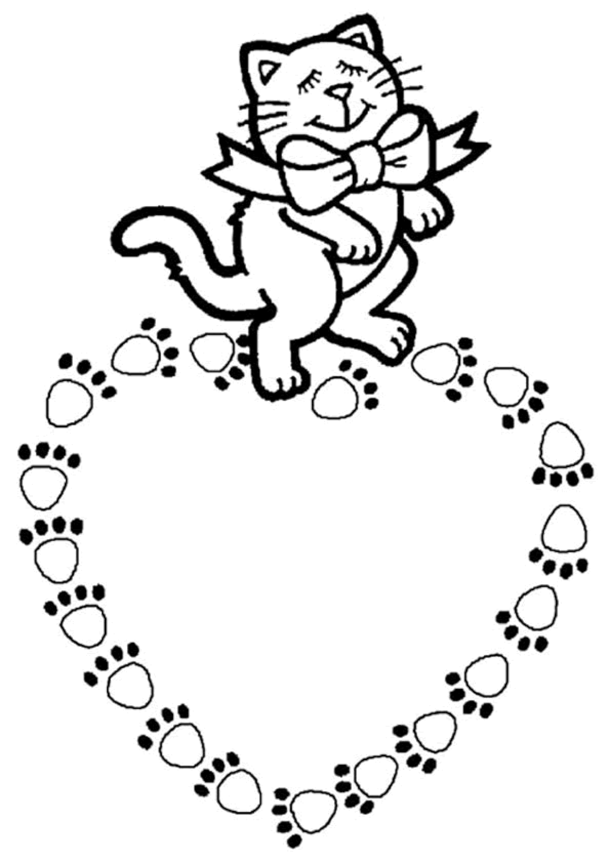 Coloriage Chat Coeur Sur Hugolescargot Com